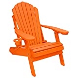 Outer Banks Deluxe Oversized Poly Lumber Folding Adirondack Chair (Bright Orange)