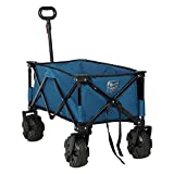 TIMBER RIDGE Outdoor Collapsible Wagon Utility Folding Cart Heavy Duty All Terrain Wheels for Shopping Camping Garden with Side Bag and Cup Holders