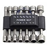 PANOVOS 14pcs Power Nuts Driver Drill Bit Tools Set Metric Socket Wrench Screw 1/4'' Driver Hex Keys