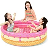 Jasonwell Inflatable Baby Kiddie Pool - Donuts Kids Paddling Pool Toddler Baby Swimming Pool Blow Up Ball Pit Pool Blow Up Infant Wading Pool for Backyard (Pink)