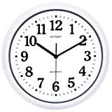 Guten 12 Inch Sealed Indoor Outdoor Silent Non-Ticking Waterproof Wall Clock, Dustproof Battery Operated Quality Quartz Round Clock for Patio, Pool, Home, Living Room Decor (Gray Rubber)