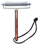 Mars Coat King Triple Wide Dematting Undercoat Grooming Rake Stripper Tool for Horses, Stainless Steel with Wooden Handle, Made in Germany, 30 Blade Heavy Coat