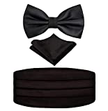 Multicolored Silk Solid Cummerbund for Mens Gift Bow Tie, Black