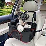 ROODO Pet Dog Car Seat Metal Frame with Safety Rope Removable Washable Pad Fits 18 LBs Dog Car Booster Seat (Special Black)