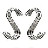 Evob 20 Pack 3.4" S Shaped Hooks Stainless Steel Metal Hangers Hanging Hooks for Kitchen, Work Shop, Bathroom, Garden