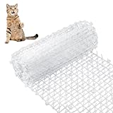 Scat Mat with Spikes Prickle Strips for Cats Dogs Spiked Mat Network Digging Stopper for Garden Fence Outdoor Indoor Keep Pet Dog Cat Off Couch Furniture, 79 x 12 Inch (White)