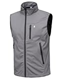 Little Donkey Andy Men's Lightweight Softshell Vest, Windproof Sleeveless Jacket for Travel Hiking Running Golf Gray L