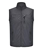 Spanye Men's Lightweight Softshell Vest Windproof Sleeveless Jacket for Work Travel Hiking Running Golf (Gray, X-Large Big)