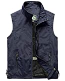 Duyang Men's Casual Outdoor Lightweight Quick Dry Fish Travel Work Safari Vest (navy,M)