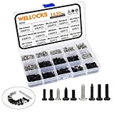 WELLOCKS Mini Screw 1630 PCS M1.4 M1.64 M1.7 M2 M2.3 High Precision Self-Tapping Screws Micro Screws, Tiny Electronic Screws Assortment Kit Carbon Steel for Mouse and Keyboard Repair (D056)