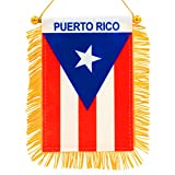 Anley 4 X 6 Inch Puerto Rico Fringy Window Hanging Flag - Mini Flag Banner & Car Rearview Mirror Dcor - Fringed Puerto Rican Hanging Flag with Suction Cup