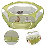 Pawaboo Small Animals Playpen, Upgraded Zippered Curtain Door for Pets in & Out, Waterproof Small Pet Cage Tent, Outdoor Fence for Kitten/Puppy/Guinea Pig/Rabbits/Hamster/Chinchillas, Avocado Green