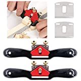 Glarks 2Pcs 10" Adjustable Spokeshave Plane with Flat Base and Metal Blade Wood Working Wood Craft Hand Tool and 2 Extra Blades for Wood Craft, Wood Craver, Wood Working