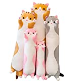 Long Cat Plush Pillow Soft Kitten Stuffed Animal Pillow Cute Cat Sleeping Pillow for Kids (70cm/27.55inch, Gray)