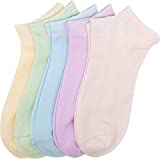 Women Bamboo Ankle Socks Ankle Length Thin Sock Odor Resistant Low Cut Sock 5 Pairs (Assorted, Medium)