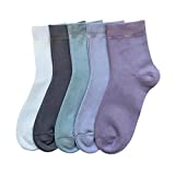 Women Ankle Socks Bamboo Crew Thin Ankle Height Boot Lightweight Color in Socks Anti Odor Soft Breathable No Polyester Sock 5 Pairs (Assorted5, Medium)