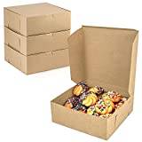 [25 Pack] Kraft Bakery/Pie Box 8 x 8 x 3 Inch - Brown Paper Cardboard Gift Packaging, Top Lids, Corner Lock, for Cupcake, Cookies and Pastry, Restaurant, Shipping Containers and Personalized Favors