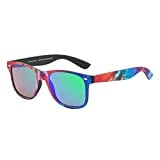 Piranha Avant Retro Sunglasses for Men and Women with Tie Dye Patterned Frames and Blue Mirror Lenses