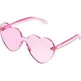 Maxdot Heart Shape Sunglasses Rimless Transparent Heart Glasses Party Favors (Light Pink)