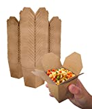 Takeout Food Containers 8 Oz Microwaveable Kraft Brown Paper Mini Chinese Take Out Box (50 Pack) Leak and Grease Resistant Stackable To Go Boxes - Recyclable Food Containers - Party Favor Boxes