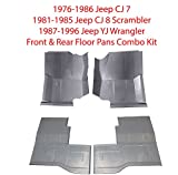 Motor City Sheet Metal - Compatible With 1976-1996 Jeep CJ7 CJ8 Scrambler & YJ Wrangler Front & Rear Floor Pans 4PC. Kit