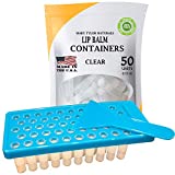 Lip Balm Container Tray Kit with Fill Tray and Spatula, BPA Free, Made in the USA, Includes 50 Clear Lip Balm Containers with Caps (0.15 oz each) by Mary Tylor Naturals