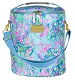 Lilly Pulitzer Blue/Green Insulated Soft Beach Cooler with Adjustable/Removable Strap and Double Zipper Close, Aqua La Vista