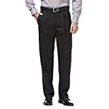 Haggar mens Premium No-iron Classic-fit Expandable-waist Pleat-front dress pants, Black, 40W x 30L US