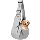 Cuby Dog and Cat Sling Carrier  Hands Free Reversible Pet Papoose Bag - Soft Pouch and Tote Design  Adjustable  Suitable for Puppy, Small Dogs, and Cats for Outdoor Travel (Noble Grey)