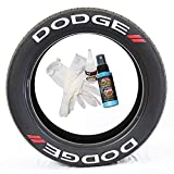 Tire Stickers Dodge // Tire Lettering Kit - Genuine USA Made DIY Permanent Tire Lettering with Glue & 2oz Touch-Up Cleaner / 19-21 Inch Wheels / 1.25 Inches/White / 8 Pack