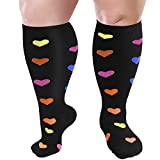 Plus Size Compression Socks Wide Calf For Women & Men 20-30 mmhg - Large Size Knee High Support Stockings For Medical