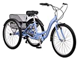 Schwinn Meridian Adult Trike, Three Wheel Cruiser Bike, 7-Speed, 26-Inch Wheels, Cargo Basket, Periwinkle