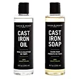 CARON & DOUCET - Cast Iron Cleaning & Conditioning Set: Seasoning Oil & Cleaning Soap | 100% Plant-Based & Best for Cleaning Care, Washing, Restoring & Seasoning Cast Iron Skillets, Pans & Grills!