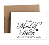 To My MAID OF HONOR on my WEDDING Day - Note Card - White - RUSTIC - Recycled - Eco Friendly