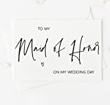 To My Maid of Honor on My Wedding Day Card Bridesmaid Gifts Thank You Cards for Bridal Party