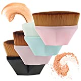 4 Pack Foundation Makeup Brush, BEAHOT Flat Top Travel Kabuki Brush Momma Brush for Blending Liquid, Cream or Flawless Powder Cosmetics with Protective Case, Easy to Carry Make up Brush