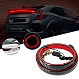 OPPBUY Universal LED Spoiler Rear Lip Kit with Brake Light,Turn Signal Light,Running Light,51 Inch(1.3 M) Car Tail Light Strip for Car Trunk and Rear Windshield,Carbon Fiber Finish,Easy Installation