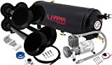 Vixen Horns Train Horn Kit for Trucks/Car/Semi. Complete Onboard System- 150psi Air Compressor, 1.5 Gallon Tank, 4 Trumpets. Super Loud dB. Fits Vehicles Like Pickup/Jeep/RV/SUV 12v VXO8815/4114B