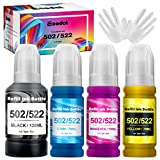 ecodot Compatible Refill Ink Bottle Replacement for Epson 502 T502 522 T522 High Capacity for EcoTank ET-15000 ET-2760 ET-3710 ET-2750 ET-3700 ET-4760 Printer (Black, Cyan, Magenta, Yellow, 4 Pack)