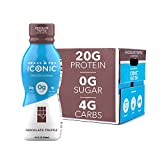 Iconic Protein Drinks, Chocolate Truffle (12 Pack) - Sugar Free & Low Carb - 20g Grass Fed Protein - Lactose Free, Gluten Free, Non-GMO, Kosher - Keto Friendly Protein Shakes