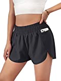 Blooming Jelly Womens Quick-Dry Running Shorts Sport Layer Elastic Waist Active Workout Shorts with Pockets 1.75" (Small, Black)