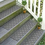 Bungalow Flooring Waterhog Stair Treads, Set of 4, 8-1/2 x 30 inches, Made in USA, Durable and Decorative Floor Covering, Indoor/Outdoor, Water-Trapping, Cordova Collection, Medium Grey