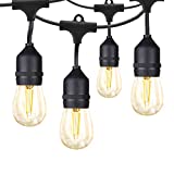 Banord Outdoor String Lights, 48FT Patio Lights Waterproof Outdoor Lights with 2W Dimmable LED Bulbs, Black Hanging Lights for Outdoor Backyard, Garden, Deck, Porch, Gazebo, Balcony, Camping, Party