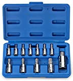 Neiko 10086A Standard Torx Plus Bit Socket Set | 12 Piece | TP8  TP60 | 6 Point Star | Cr-V and S2 Steel | High Impact ABS Blow Molded Case, clear