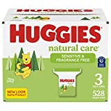 Huggies Natural Care Sensitive Baby Wipes, Unscented, 3 Refill Packs (528 Wipes Total)