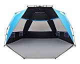 Easthills Outdoors Instant Shader Dark Shelter XL Beach Tent 99" Wide for 4-6 Person Sun Shelter UPF 50+ with Extended Zippered Porch Pacific Blue