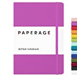 PAPERAGE Dotted Journal Notebook, (Raspberry), 160 Pages, Medium 5.7 inches x 8 inches - 100 gsm Thick Paper, Hardcover