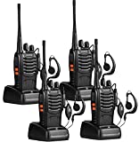 Baofeng Walkie Talkies Long Range Two Way Radios with Earpiece 4 Pack UHF Handheld Rechargeable BF-888s Walkie Talkie for Survival Biking Hiking Li-ion Battery and Charger Included