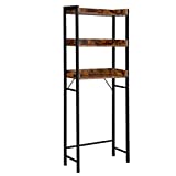 VASAGLE 3-Tier Over-The-Toilet Storage, Tall Bathroom Storage Shelf, Space-Saving, Industrial Style, Rustic Brown and Black UBTS002B01