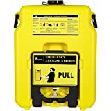 CGOLDENWALL Eye Wash Station Portable Emergency Eyewash Station Wall Mounted Eye Washing Station Safety First Aid Equipment 14-Gallon Refillable Tank Gravity-Flow Heavy Duty Eye Wash